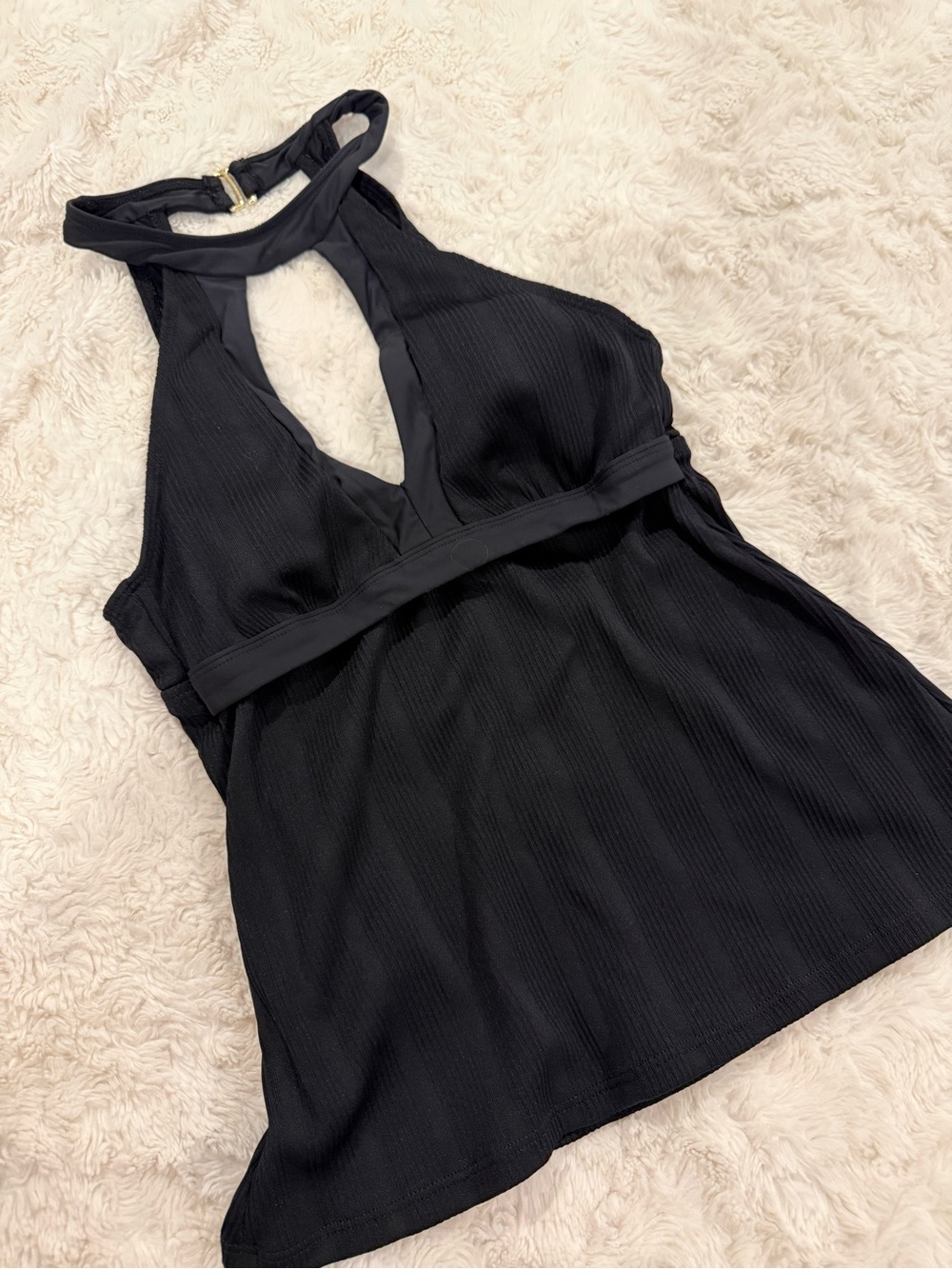 Athena Black Halter Tank Top with Keyhole